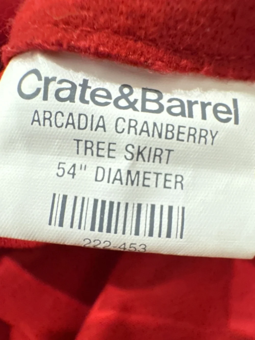 Vintage Classic Crate & Barrel ARCADIA Cranberry Christmas Tree Skirt 54
